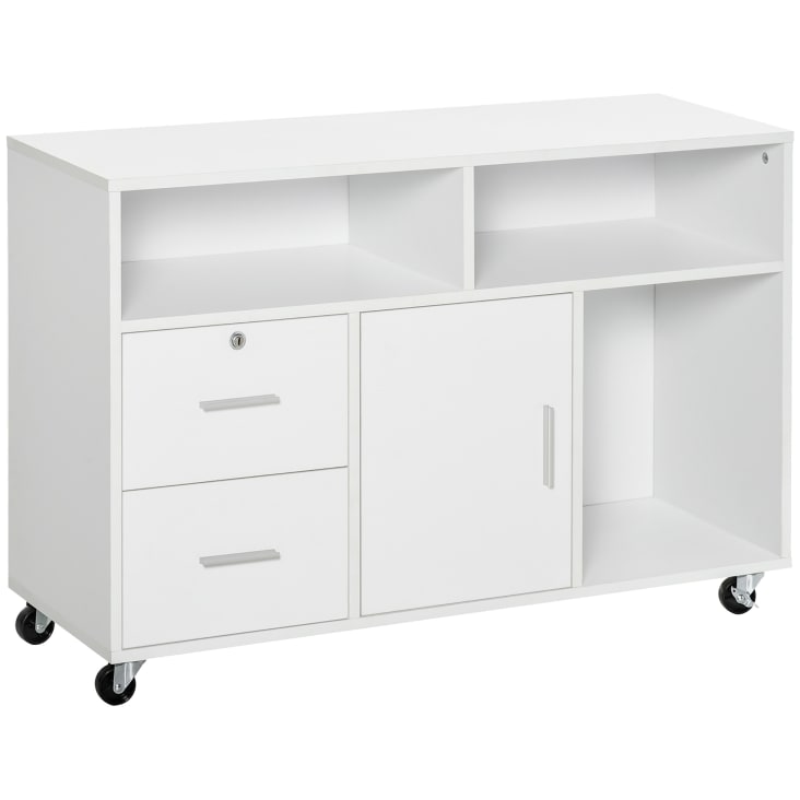 Carrello Porta Stampante WOLTU Con 3 Ripiani - Mobiletto Con Ruote Per Ufficio E Casa, 40x30x35cm, Bianco - Foto 8