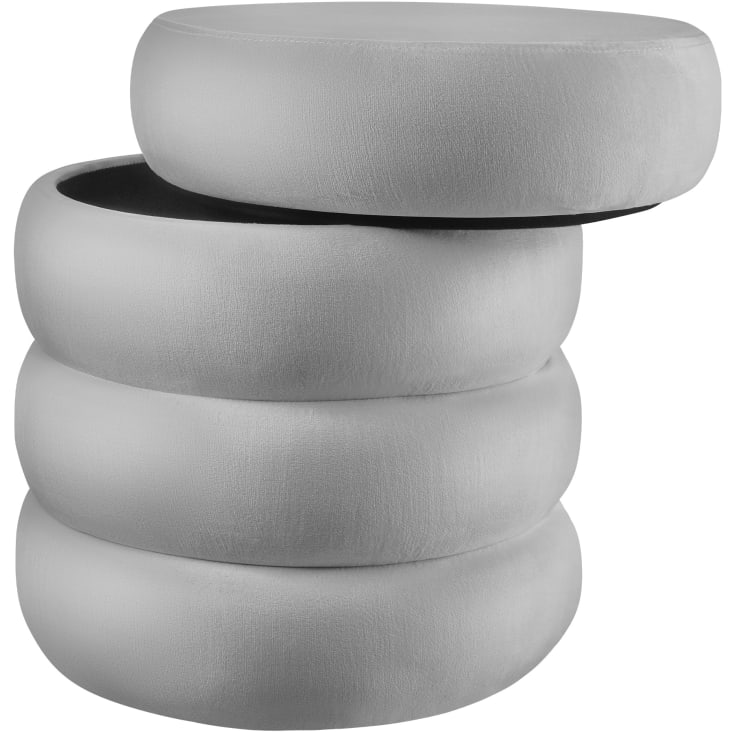 Pouf Cassapanca In Velluto Grigio Chesterfield - Ottomano Multifunzione Con Seduta E Contenitore