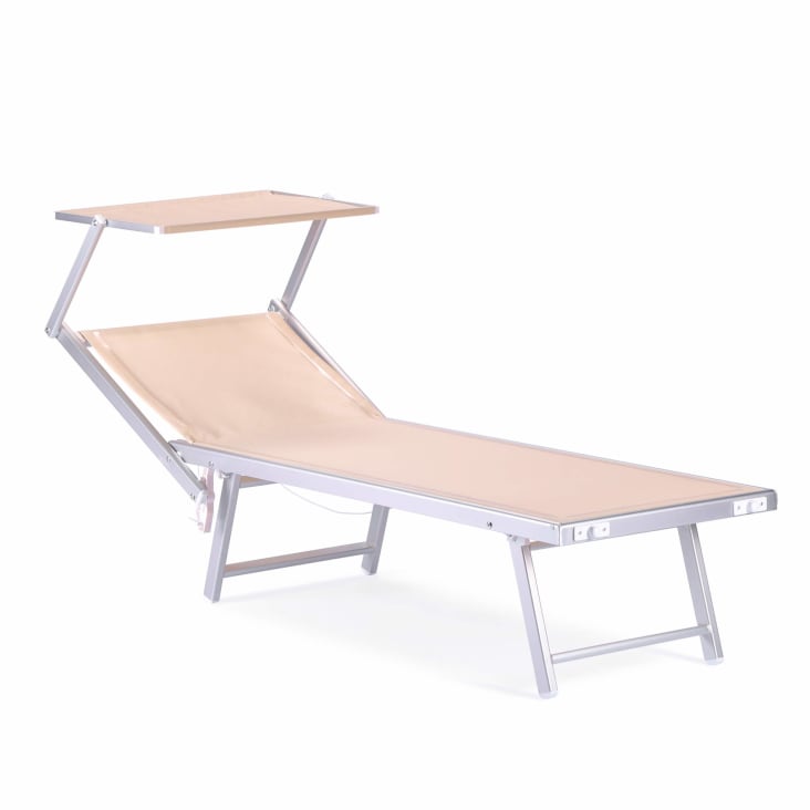 Klappbare Sonnenliege aus Aluminium, 38x186x61 cm, beige Maisons du Monde
