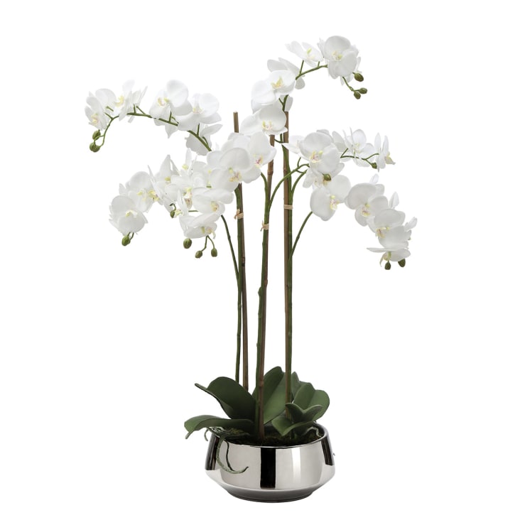 PASCH® Orchidee artificiali in vaso di ceramica lucida (40 cm), fiori artificiali in vaso, fiori artificiali come reali, orchidee artificiali in vaso, fiori artificiali in vaso