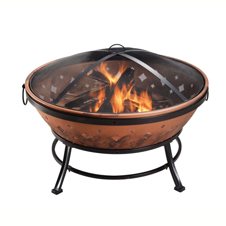 HolzofenFeuerstelle aus Metall mit Zubehör, kupfer Maisons du Monde