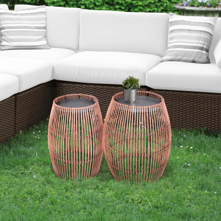 MUMTOP Beistelltisch Für Terrasse Mit Mosaik – Lotus Und Libellen Design, 35,6cm, Rustikaler Couchtisch