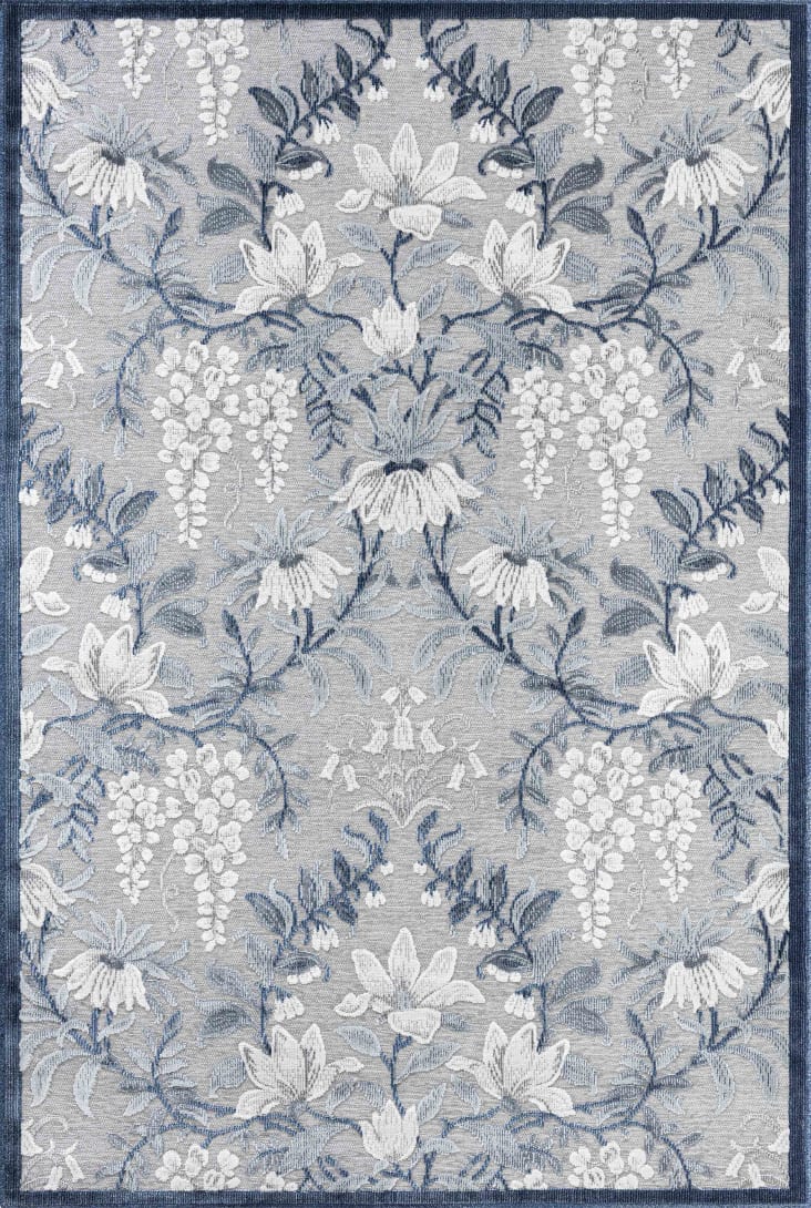 Teppich Innen Außen mit floralem Reliefmuster in Blau 190x290 Garden ...