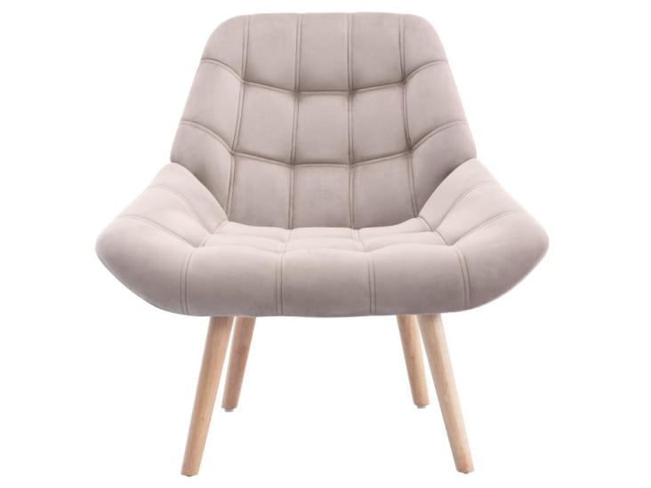 Fauteuil droit velours beige