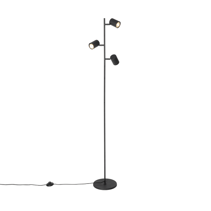 BoostArea Lampada Da Terra Industriale Con 3 Teste Regolabili, Attacco E26, 3 Modalità Luce, Nera, Stabile - 4