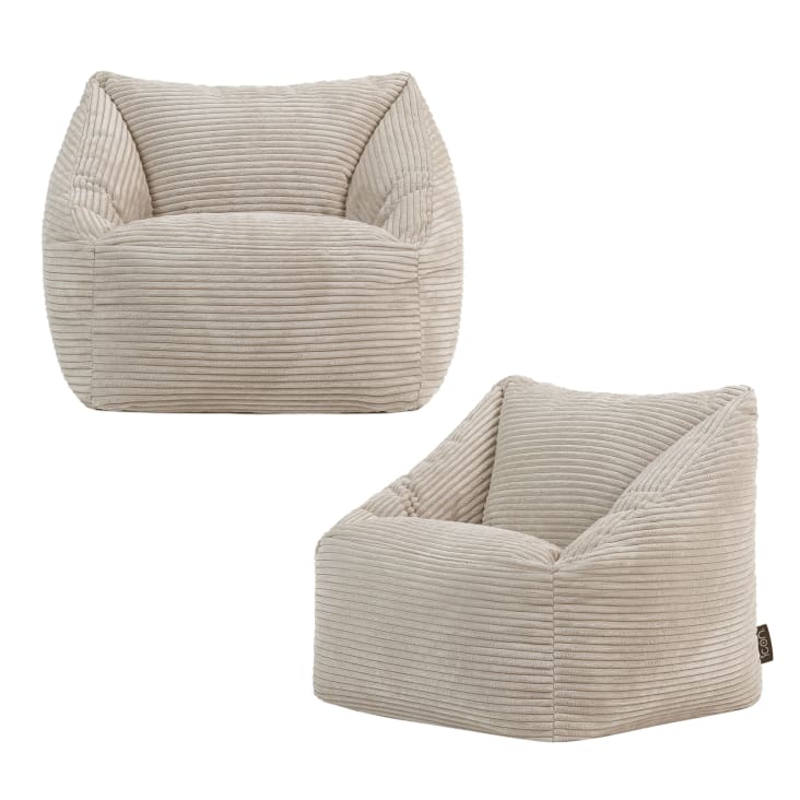 Set di 2 pouf poltrona in velluto a coste per bambini beige Natalia ...