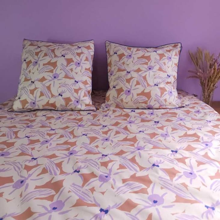 Housse de couette violette percale 240x220 TODAY