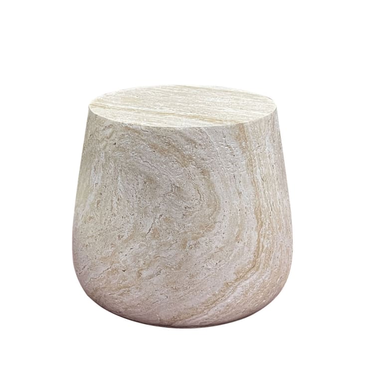 Table d'appoint ronde effet travertin ø47,5cm - Beige Bonn | Maisons du ...