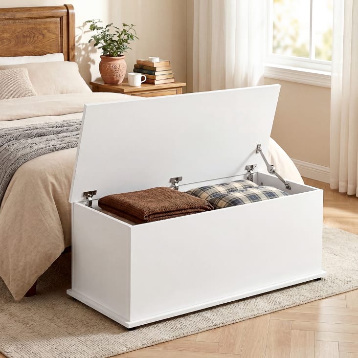 Coffre De Rangement HOMCOM 100L | Malle à Jouets Noir | Panneaux Particules | Idéal Salon Ou Chambre
