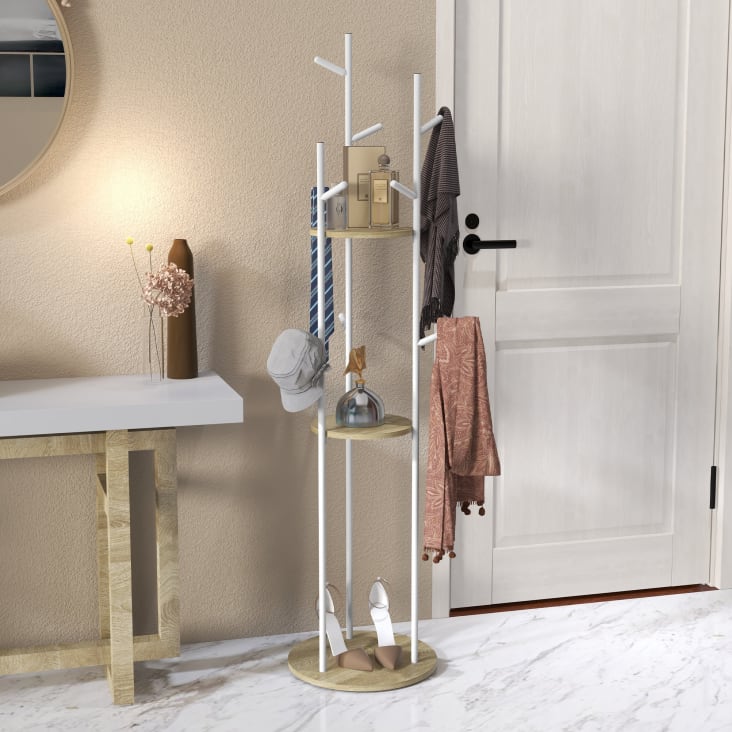 Sakugi - Étendoir à vêtements - Porte-manteau et porte-vêtements en acier inoxydable robuste avec butées antidérapantes, étagère en maille et roulettes, cintre polyvalent pour la chambre, la buanderie Sakugi - Étendoir à vêtements - Porte-manteau et porte-vêtements en acier inoxydable robuste avec butées antidérapantes, étagère en maille et roulettes, cintre polyvalent pour la chambre, la buanderie