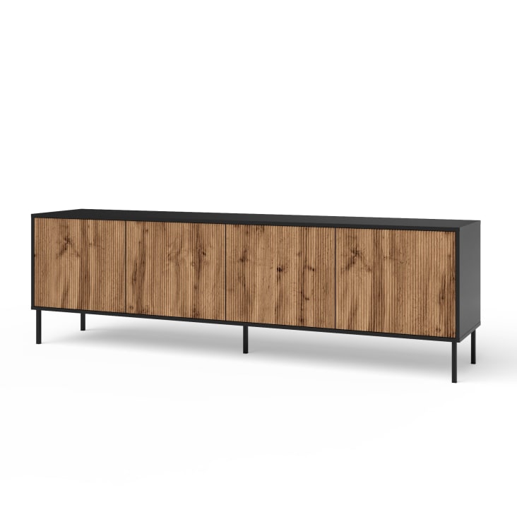 Aparador De 4 Puertas Xnferty - 120x30x80cm, Negro, MDF, Para Salón O Cocina Aparador De 4 Puertas Xnferty - 120x30x80cm, Negro, MDF, Para Salón O Cocina