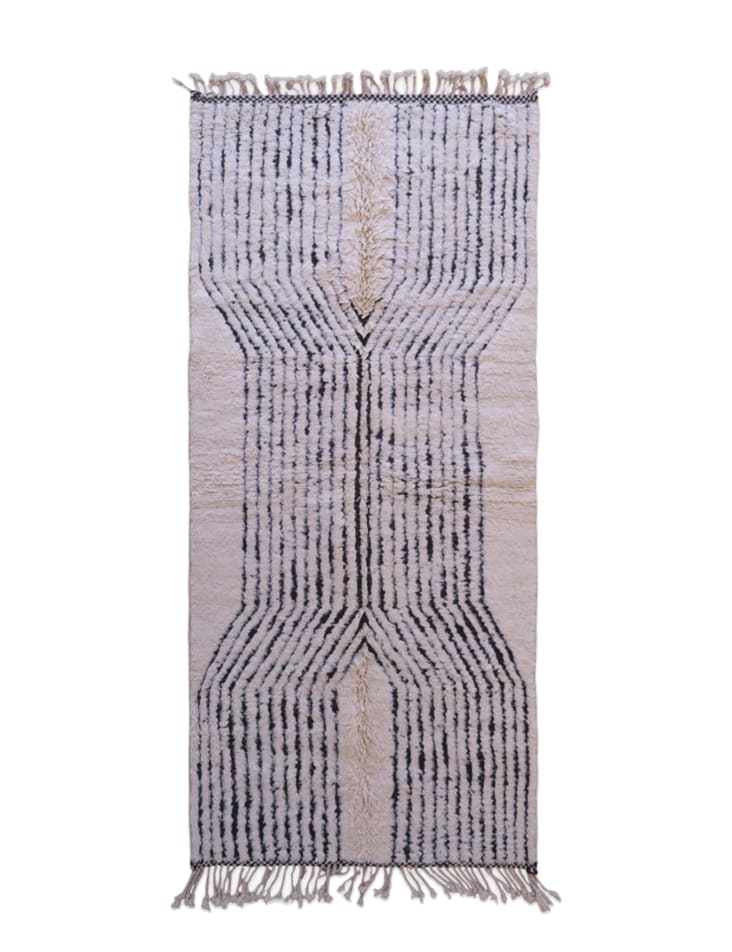 Tapis berbère marocain texturé en laine blanc 134 x 290 Berbère ...