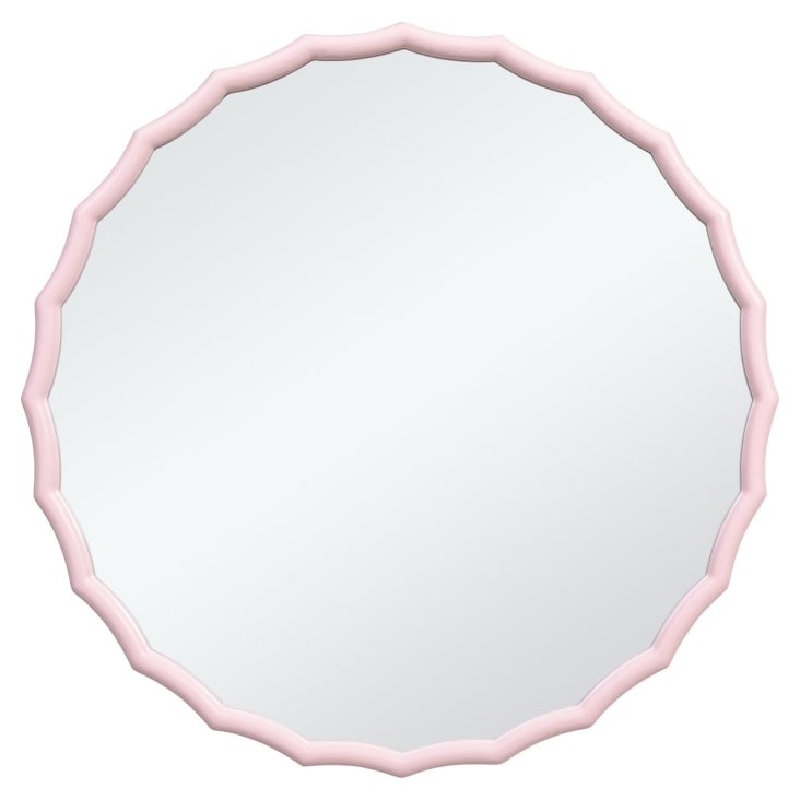 Specchio Da Giardino Gotico Rosa 30 Cm: Pietra Ricostituita Effetto Arenaria, Arredo Esterno