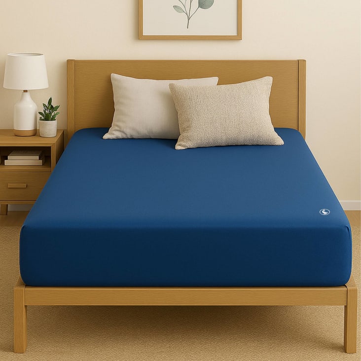 Juego de sábanas 100% color azul 200x200x30cm | Maisons du Monde