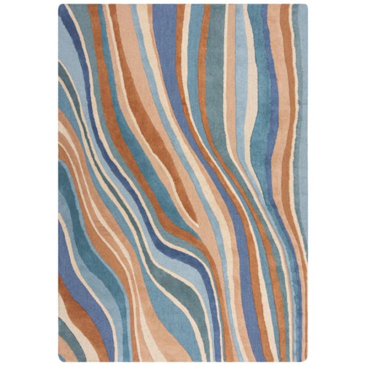 Tapis de salon laine bleu multicolore Abstract 160 x 230 Flow Maisons Tapis de salon laine bleu multicolore Abstract 160 x 230 Flow Maisons