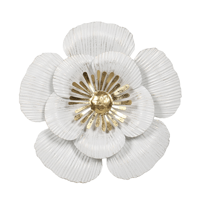 Broche Art-déco Fleur Métal Doré - Bijou Ancien Vintage Pour Collection