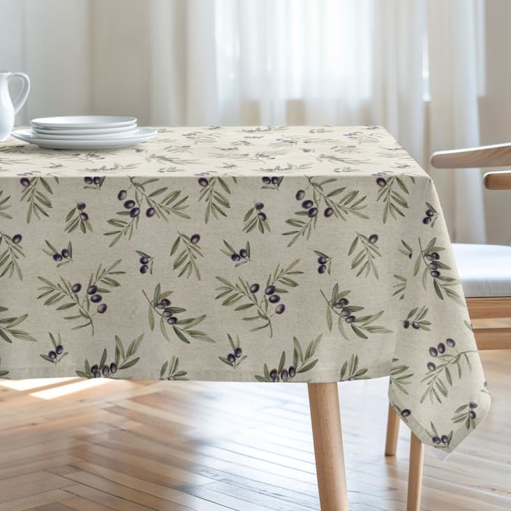 AMZALI Nappe à Rayures En Coton Et Lin Résistante Aux Taches