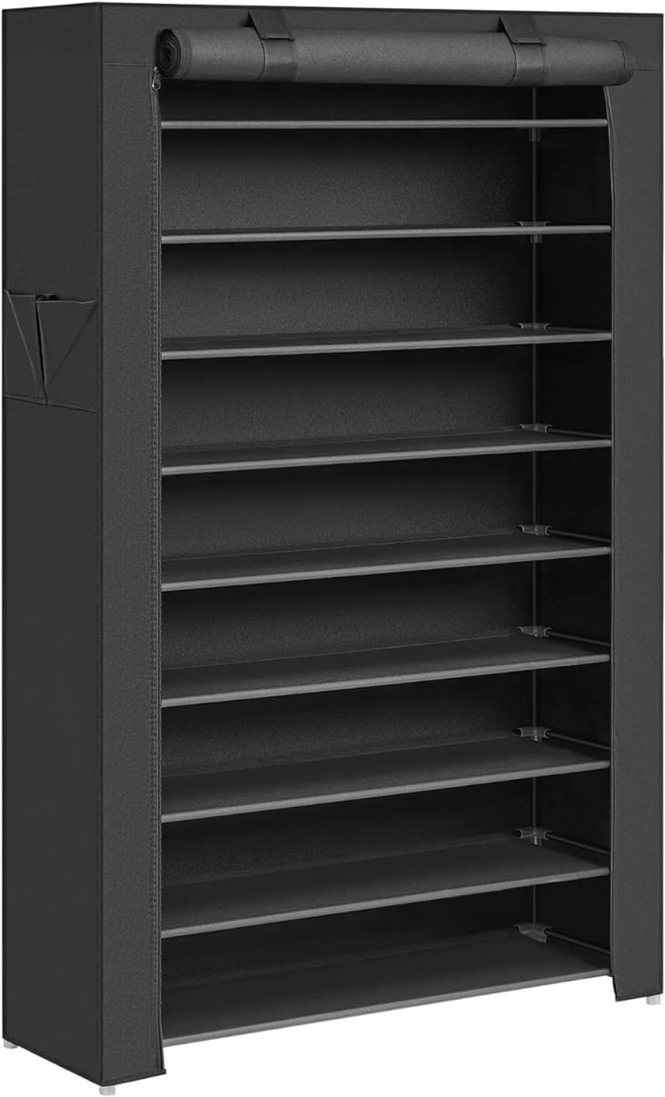 SUFAUY Scarpiera A 2 Ripiani In Metallo – Organizer Per Ingresso Capacità 12-15 Paia (Nero 81,3x30,5x41,1 Cm)