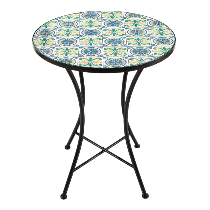 Table Mosaïque KESSER Bistrot Ronde 60x34 Cm - Table Jardin Balcon Métal & Pierre Asteri