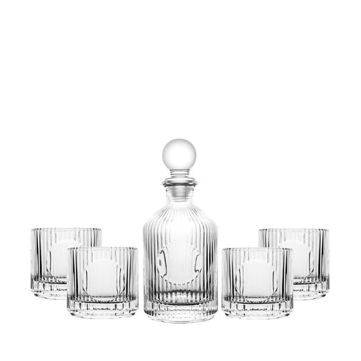Set Da Whisky Con Teschio In Vetro | Caraffa 850 Ml E 2 Bicchieri Su Vassoio In Legno | Regalo Originale Per Uomini - 2