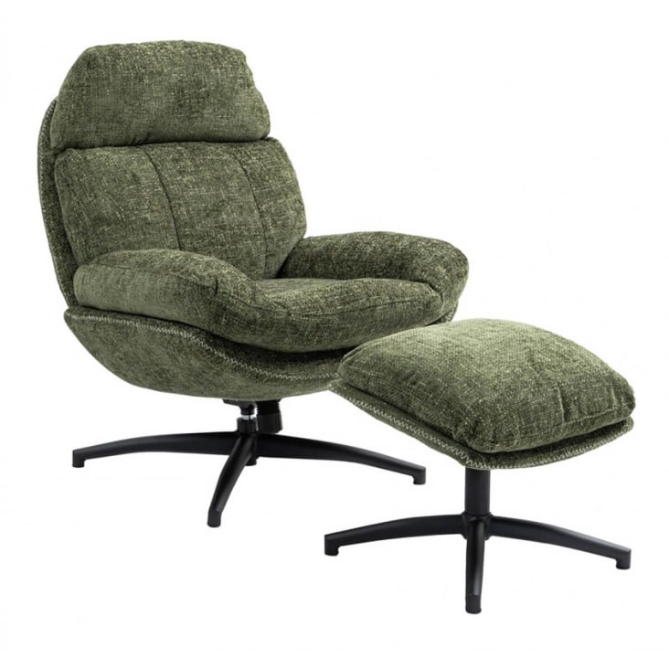 Fauteuil Inclinable Avec Repose-pieds Oland - Lin Rétro Vert Menthe - Beliani