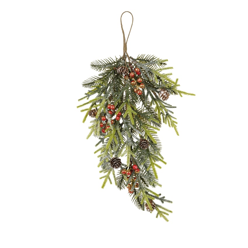 Branche De Gui Artificiel Givré - 24 Cm, Décorations Noël, Pour Porte, Sapin, Guirlande, Mariage