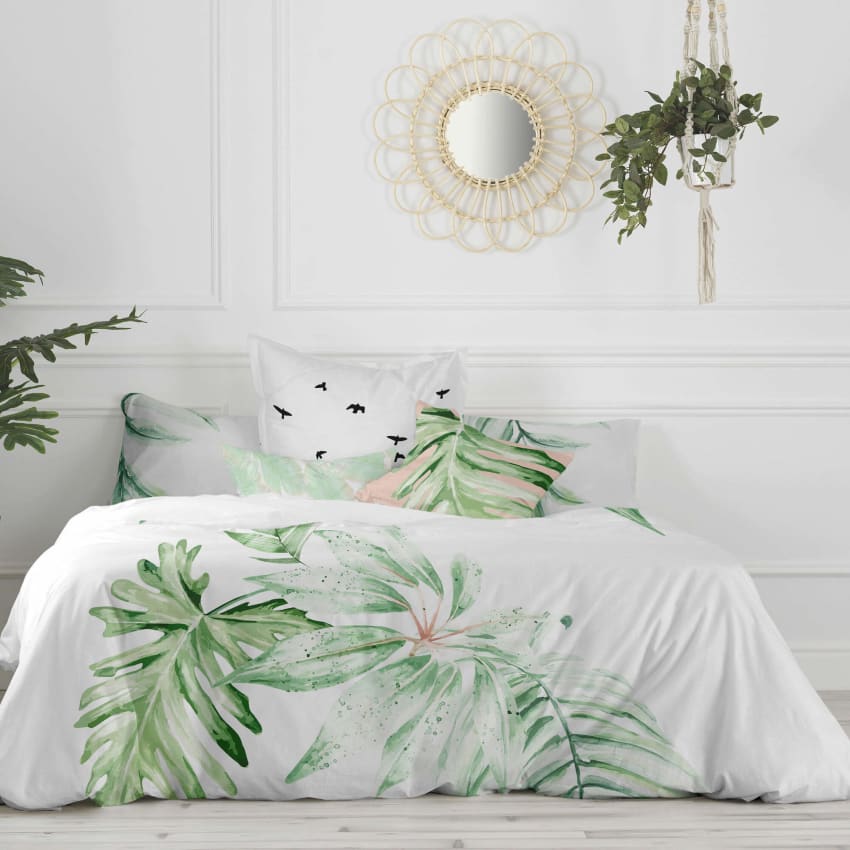 Tokokimo Copripiumino Verde Rami E Foglie – 135/150cm, 240x220, Morbido Microfibra Con Cerniera E 2 Federe