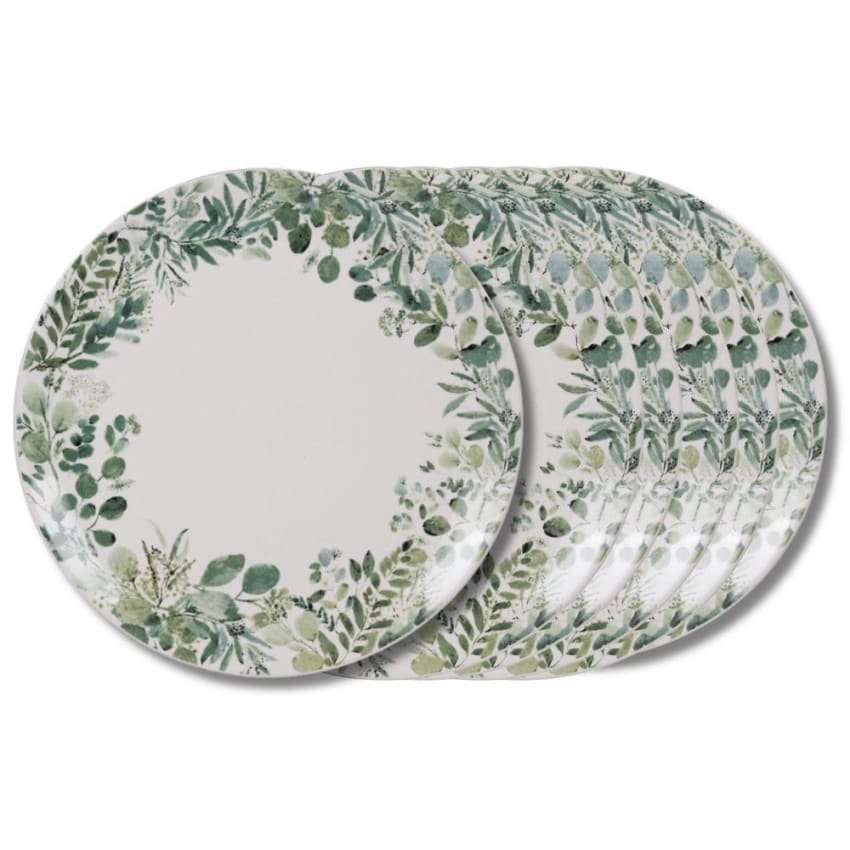Lot De 8 Pièces Vaisselle Émaillée Mouchetée Vert Et Blanc - Assiettes, Bols Pour Camping Et Randonnée