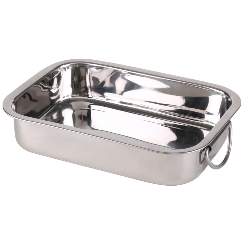 Plat à Lasagnes Acier Inox 46x28x7.6cm - Qualité Commerciale - Avec Couvercle - Lave-vaisselle - Poignées Froides - 10