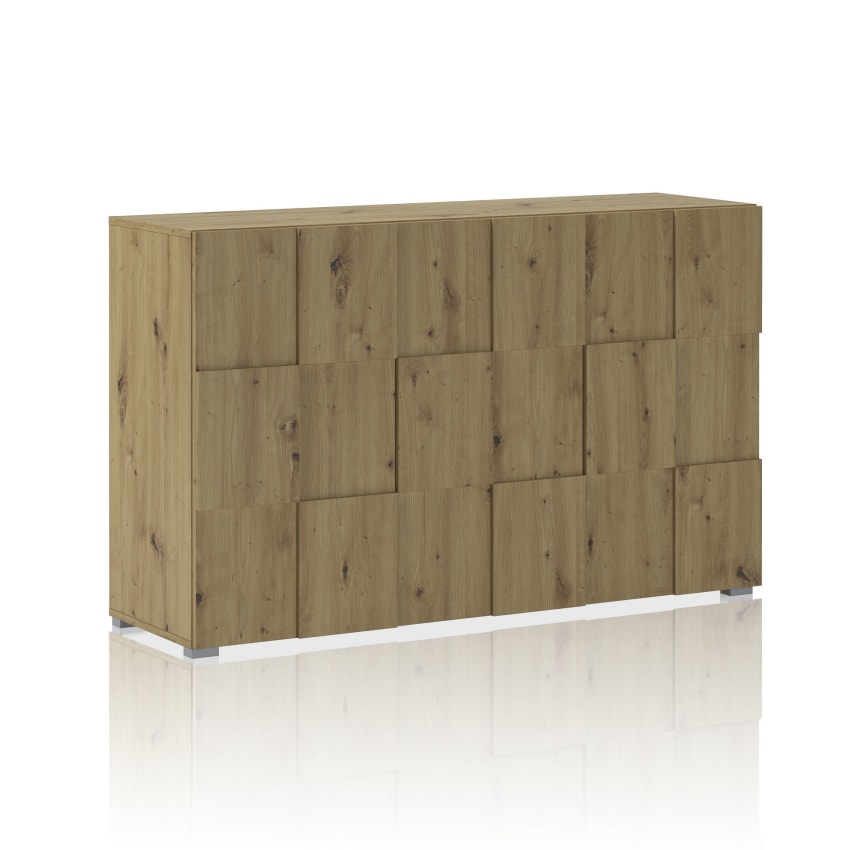 Credenza a 3 Ante Effetto Legno Tortora Opaco e Rovere 120,1x35x70 cm