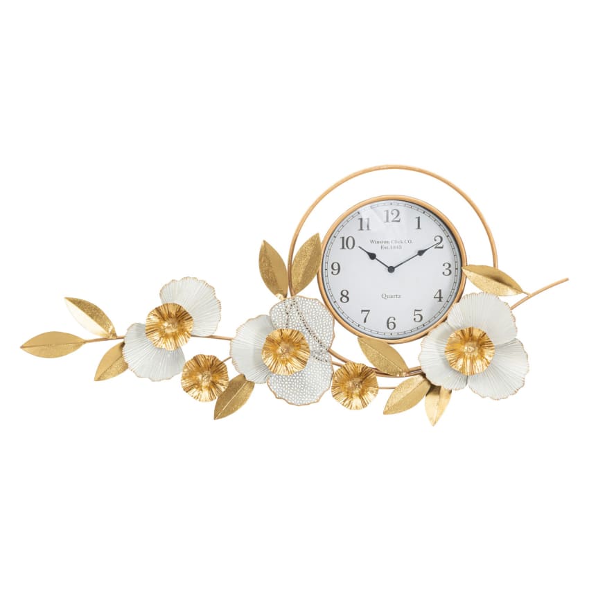 Orologio da parete rotondo 60 cm in metallo finitura oro con cerchi concentrici