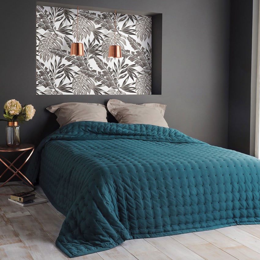 Couvre-Lit Noir en Polyester 200 x 220 cm Incroyablement Doux et