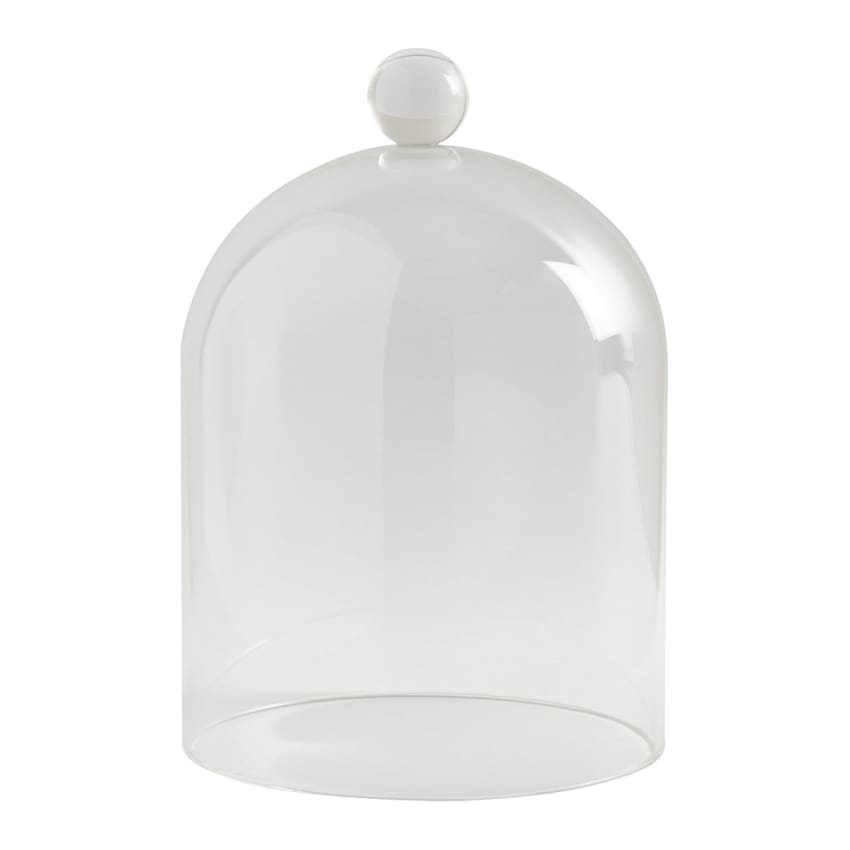 Cloche En Verre Transparent Avec Bouton - Dimensions : 13 Cm De Hauteur, 16 Cm De Diamètre - Fabriquée à La Main En Europe