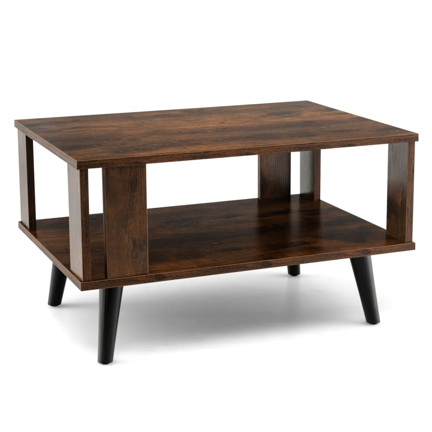 Table basse de salon à 2 niveaux en bois MDF, table basse en bois avec