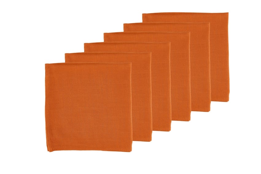 Lot De 4 Serviettes De Table En Coton Uni Orange – 100% Coton Naturel, Tissées Main, Idéales Pour Salle à Manger