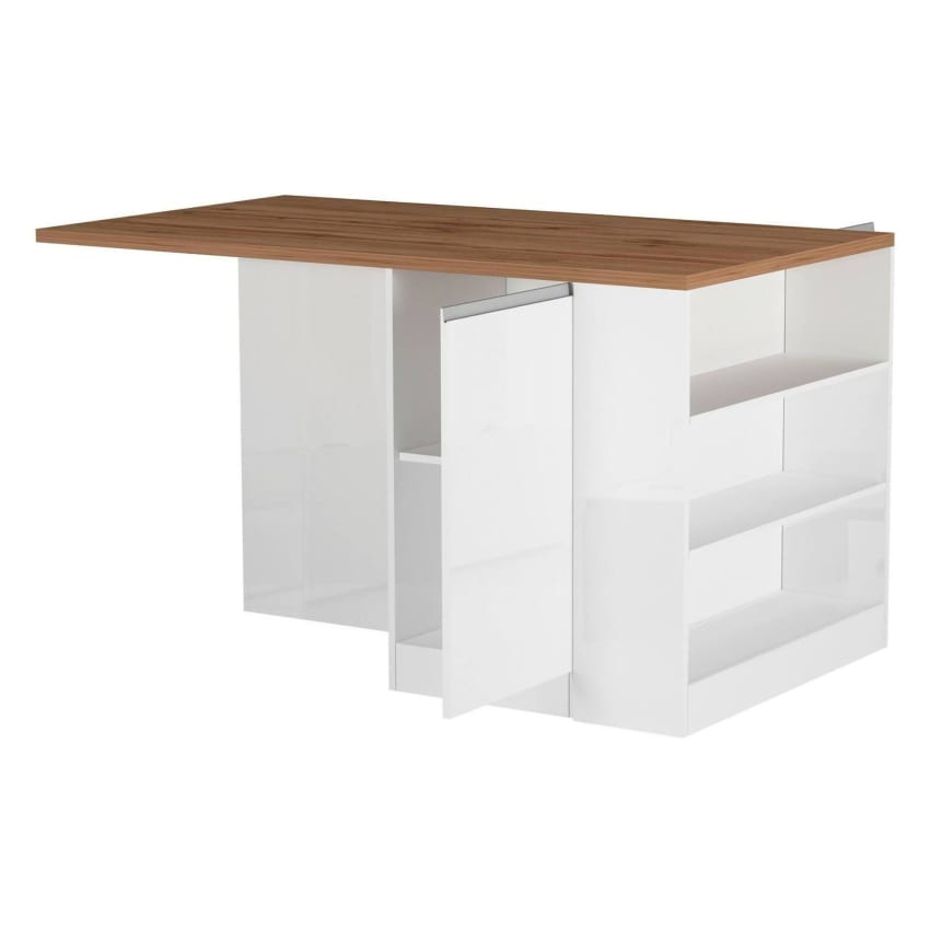 Îlot de cuisine Sole avec 2 portes et 2 tiroirs blanc brillant et ardoise report 160x90x90 cm | Leroy Merlin Îlot de cuisine Sole avec 2 portes et 2 tiroirs blanc brillant et ardoise report 160x90x90 cm | Leroy Merlin