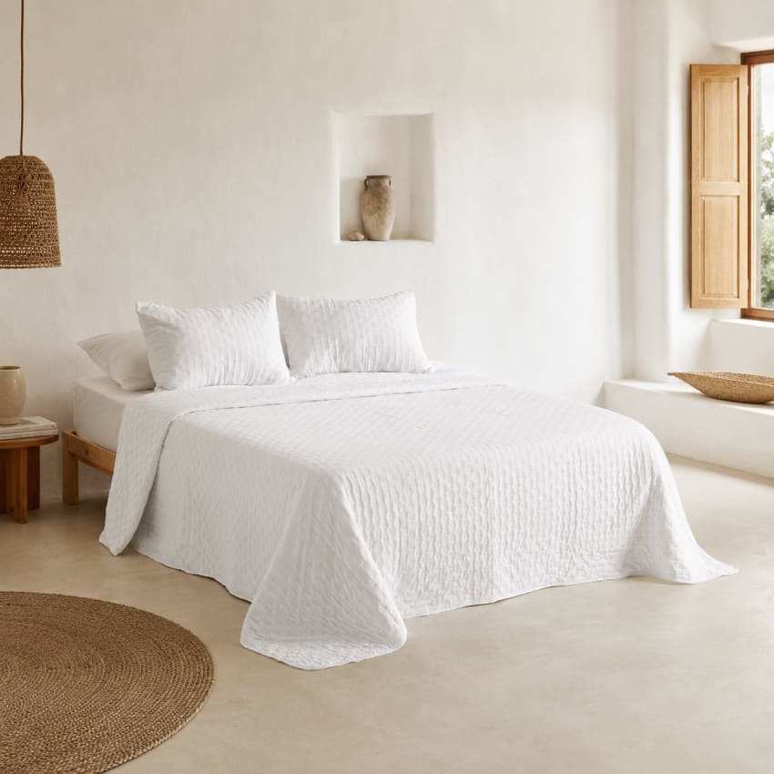 Set da letto cotone bianco 260x240+2(65x65) Nina | Maisons du Monde