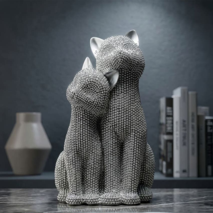 Logbuch-Verlag Coppia Di Gatti Decorativi, Colore Grigio, Marrone, In Ceramica, 18,5 Cm, Regalo Per Gli Amanti Degli Animali - 5