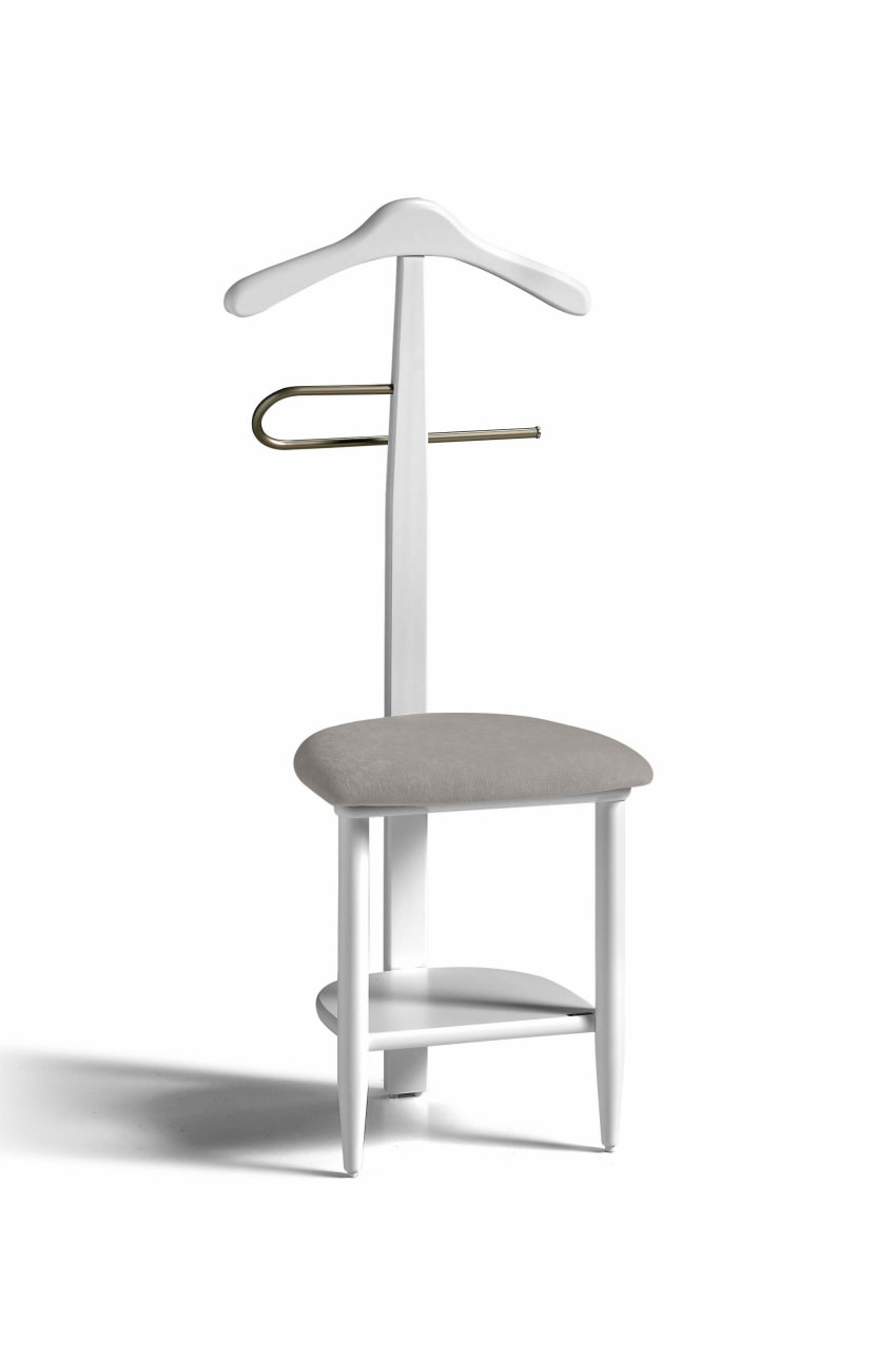 Stuhl-Herrendiener aus lackiertem Buchenholz in Weiß 105x45x41 cm Sedie