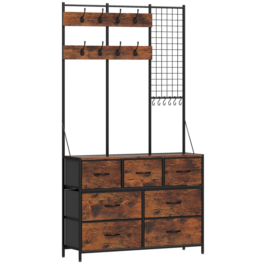 Commode 5 Tiroirs En Tissu HOMCOM - 94,5x45x30 Cm, Cadre Acier, Poches Latérales - Rangement Chambre, Couloir