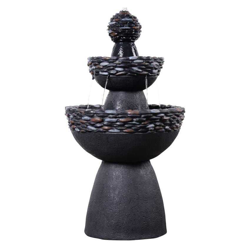 Fontaine 3 niveaux piédestal jardin, Gris, 93cm | Maisons du Monde