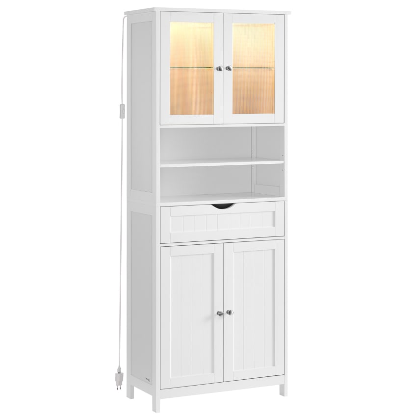 Armoire De Salle De Bain Haute 170 Cm - Grise, Moderne, MDF, étagère Et Rangement