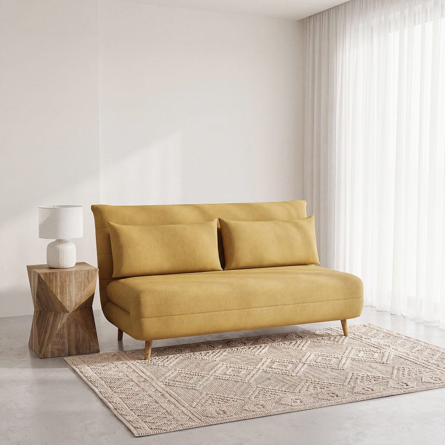 Canapé Nio Maisons du Monde, coloris clic-clac jaune moutarde