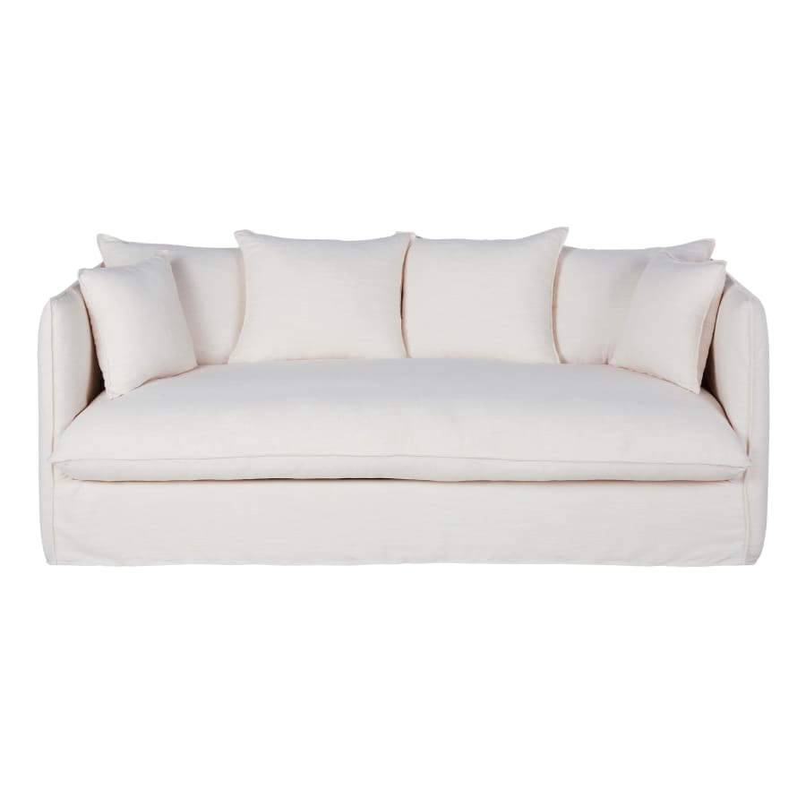Canapé Louvain Maisons du Monde, coloris blanc effet lin