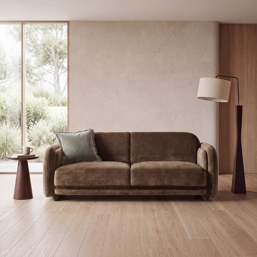 Canapé Amelya Maisons du Monde, coloris vert kaki effet vieilli