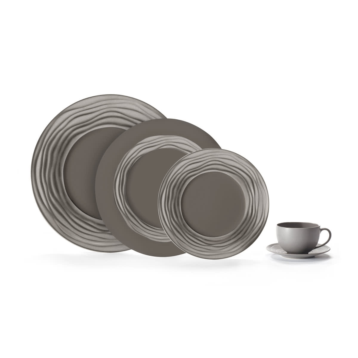 Tazza e piattino per la colazione (x6) Arenaria Grigio Escale nature gris