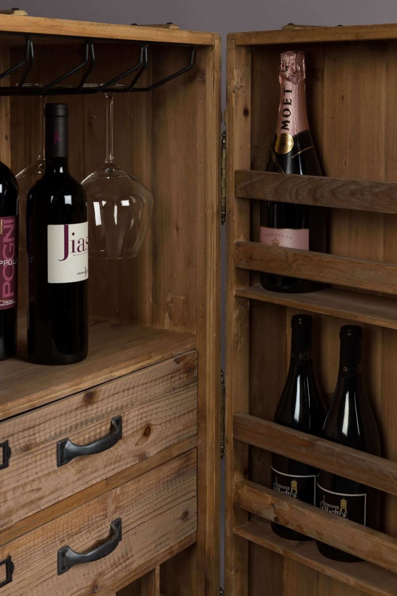 Barra Con Ruote Urban Living - Stile Industriale, Piano In Legno, Nero - Foto 5