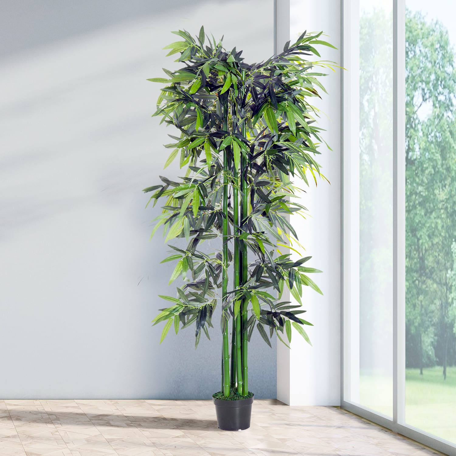 Bambou artificiel en pot - H. 70 cm.
