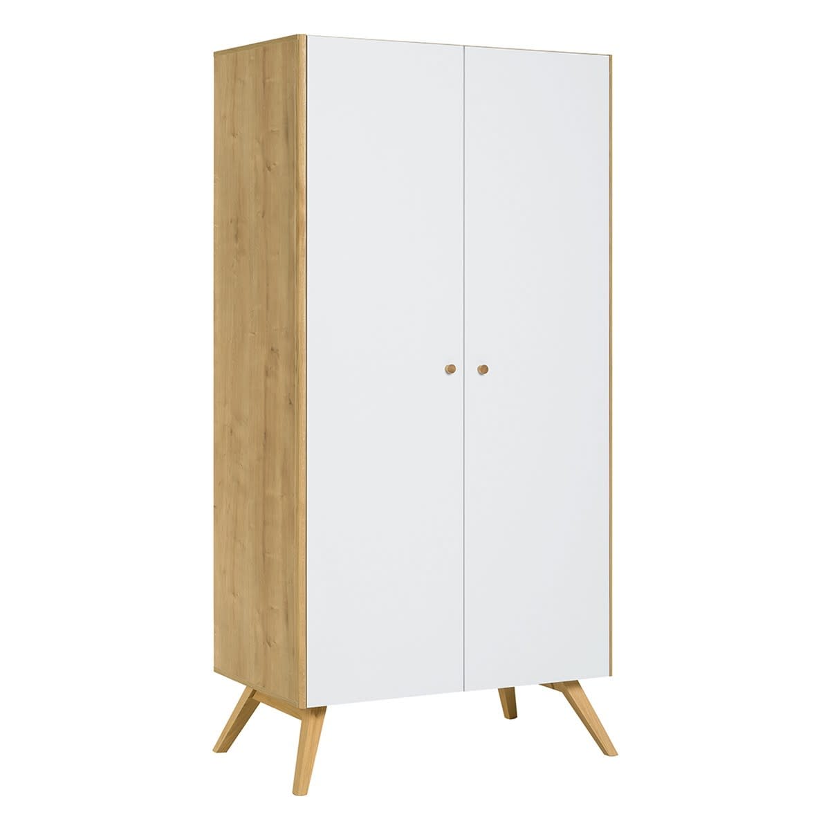 Armoire Leon Fonctionnelle 2 Portes 1 Niche Et Penderie En Bois Massif  Naturel à Prix Carrefour