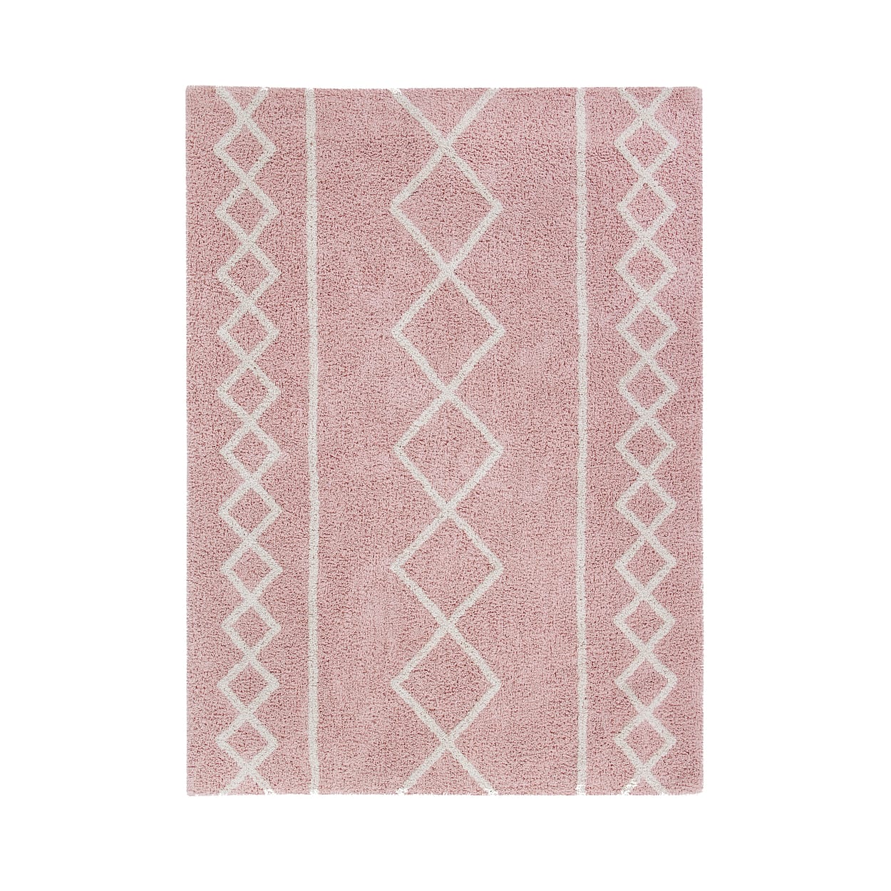 Tappeto lavabile Lanes in cotone naturale, colore rosa vintage